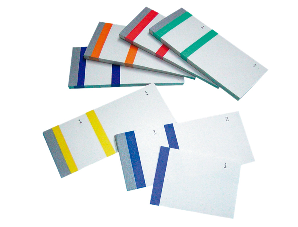 BLOC VENDEUR LIDERPAPEL 2 COUPONS DTACHABLES 100 FEUILLES 60X135MM PAPIER BLANC BANDE COULEUR COLORIS ASSORTIS