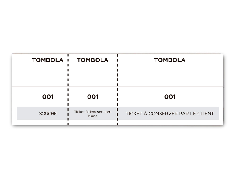 BLOC TOMBOLA PIQU LIDERPAPEL 3 TICKETS 2 DTACHABLES 100 FEUILLES 50X150MM