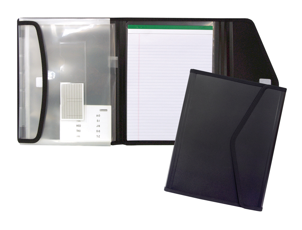 PORTE-DOCUMENTS BEAUTONE POLYPROPYLNE 5 POCHETTES BLOC-NOTES FERMETURE VELCRO A4 210X297MM COLORIS NOIR