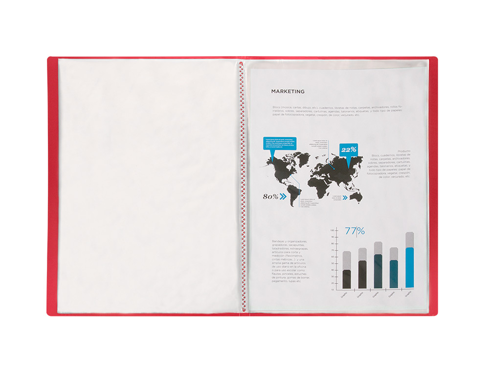PROTEGE-DOCUMENTS LIDERPAPEL 40 POCHETTES PP DIN A3        COLORIS ROUGE TRANSLUCIDE