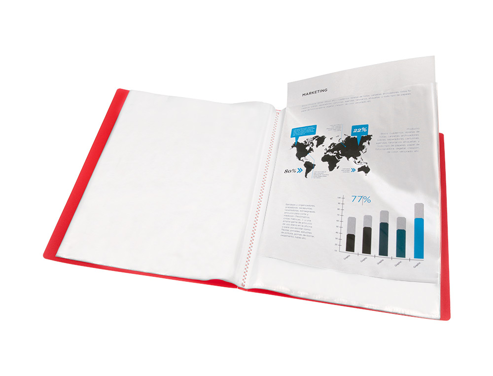 PROTEGE-DOCUMENTS LIDERPAPEL 40 POCHETTES PP DIN A3        COLORIS ROUGE TRANSLUCIDE