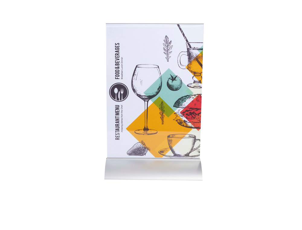 PORTE-VISUEL EXACOMPTA ACRYLIQUE VERTICAL A4 SOCLE ALUMINIUM COLORIS CRISTAL