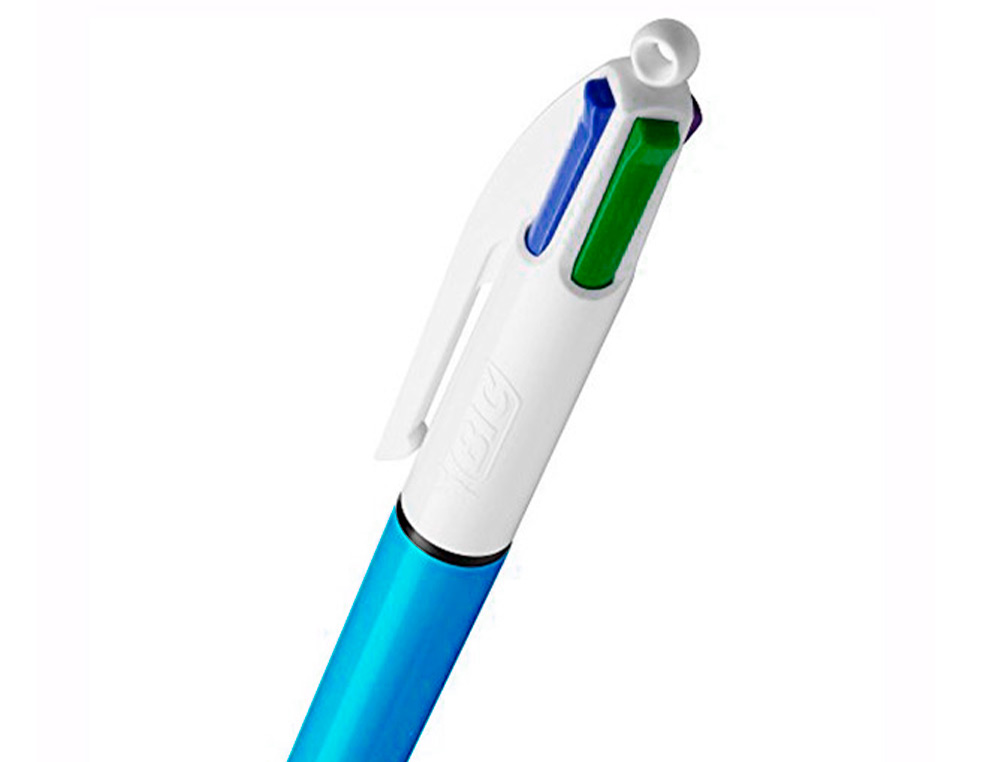 STYLO-BILLE BIC 4 COLOURS SHINE BLEU POINTE MOYENNE COULEUR CLASSIQUE