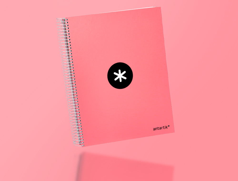 CAHIER SPIRALE LIDERPAPEL ANTARTIK A4 240P 100G REMBORDÉ QUADRILLAGE 5MM MICROPERFORÉ 5 BANDES 4 TROUS COLORIS CORAIL