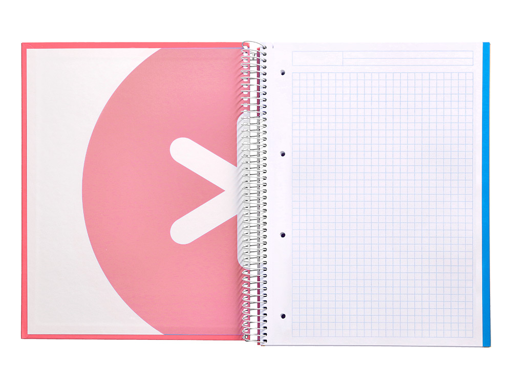 CAHIER SPIRALE LIDERPAPEL ANTARTIK A4 240P 100G REMBORDÉ QUADRILLAGE 5MM MICROPERFORÉ 5 BANDES 4 TROUS COLORIS CORAIL