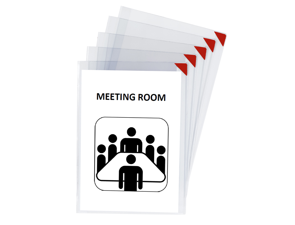 POCHE TARIFOLD KANG À FERMETURE AIMANTÉE PVC TRANSPARENT ANTIREFLETS 20/100E A4 MURAL DOS REPOSITIONNABLE SACHET 5U