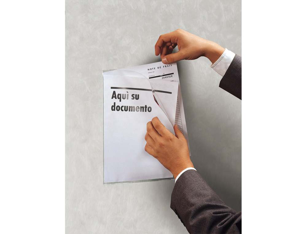 POCHE TARIFOLD KANG À FERMETURE AIMANTÉE PVC TRANSPARENT ANTIREFLETS 20/100E A4 MURAL DOS REPOSITIONNABLE SACHET 5U