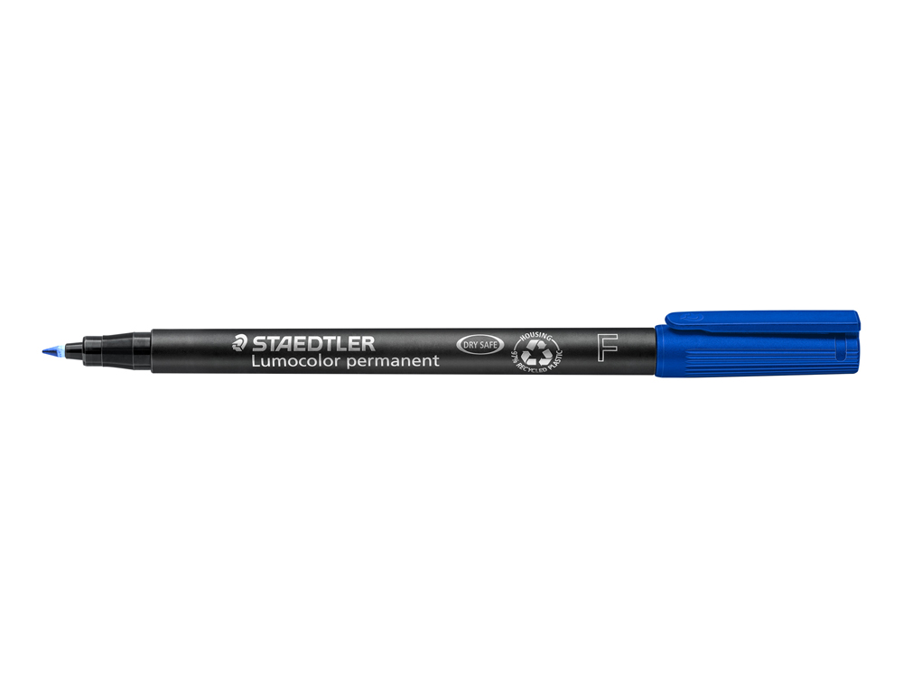 STYLO-FEUTRE STAEDTLER LUMOCOLOR PERMANENT POINTE FINE 0.6MM MULTI-SUPPORTS SÉCHAGE IMMÉDIAT RÉSISTANT EAU COLORIS BLEU