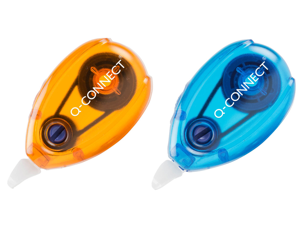 CORRECTEUR Q-CONNECT DÉVIDOIR RUBAN 5MMX6M CORRECTION LATÉRALE COLORIS ORANGE ET BLEU BLISTER DE 2 UNITÉS