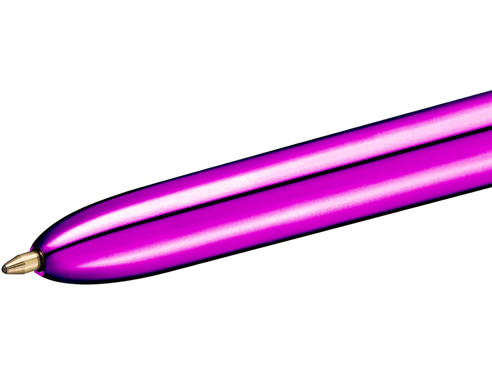 STYLO-BILLE BIC 4 COULEURS SHINE POINTE 1MM ÉCRITURE MOYENNE CORPS VIOLET MÉTALLISÉ BRILLANT