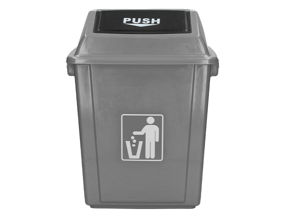 POUBELLE Q-CONNECT PLASTIQUE COUVERCLE BASCULANT OUVERTURE FACILE 2 POIGNES 20L 340X240X450MM COLORIS GRIS