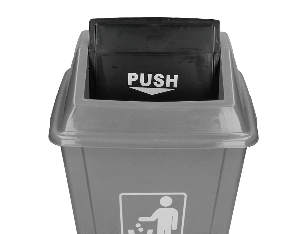 POUBELLE Q-CONNECT PLASTIQUE COUVERCLE BASCULANT OUVERTURE FACILE 2 POIGNES 20L 340X240X450MM COLORIS GRIS