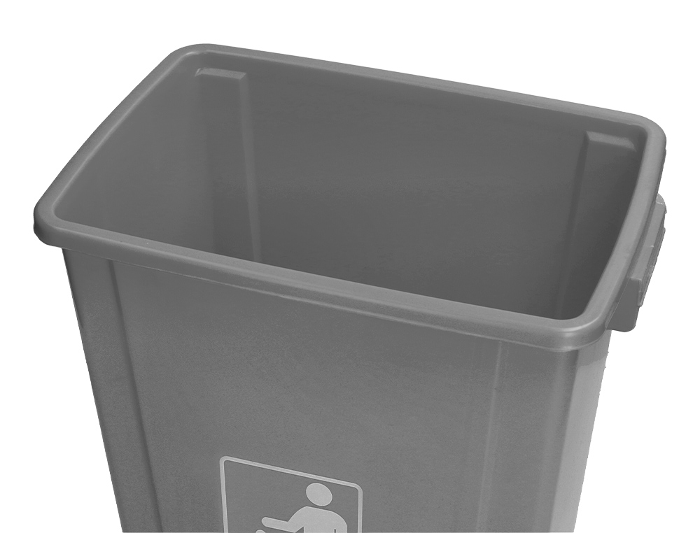POUBELLE Q-CONNECT PLASTIQUE COUVERCLE BASCULANT OUVERTURE FACILE 2 POIGNES 20L 340X240X450MM COLORIS GRIS