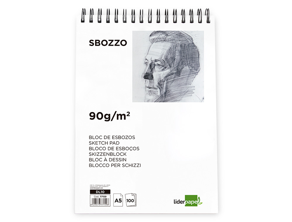 BLOC SPIRALE LIDERPAPEL ESQUISSES UNI 90G/M2 A5 100F