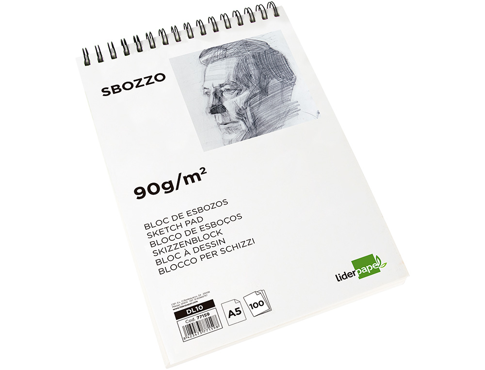 BLOC SPIRALE LIDERPAPEL ESQUISSES UNI 90G/M2 A5 100F