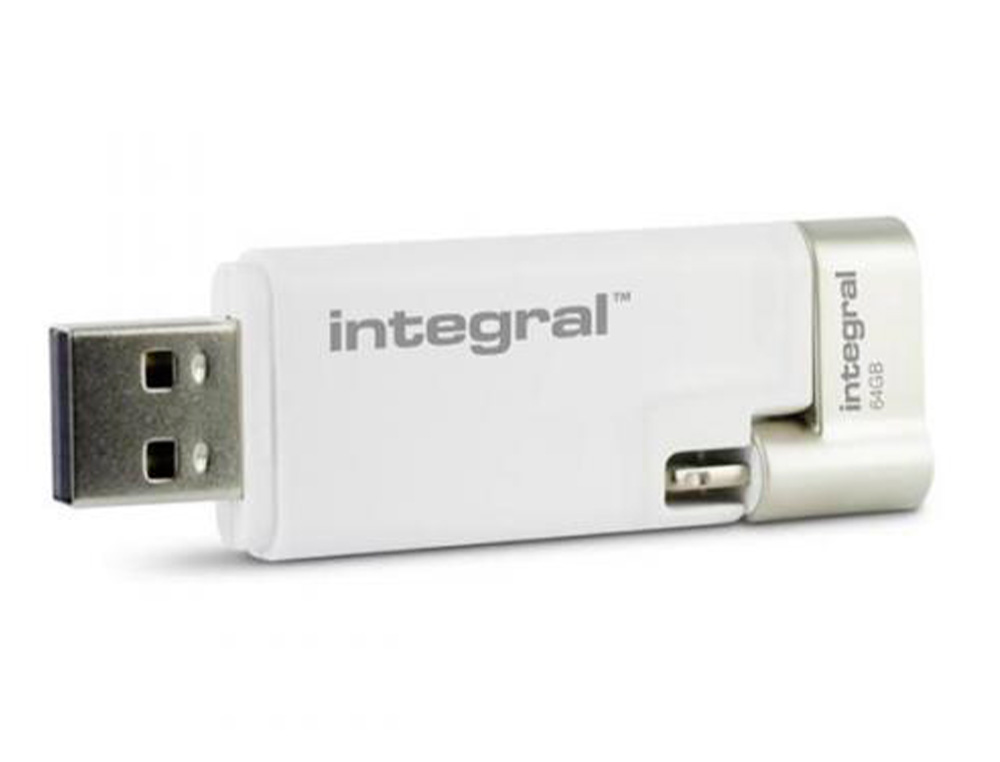 CLE USB INTEGRAL ISHUTTLE 3.0 64GB DOUBLE CONNECTIQUE PORT LIGHTNING IOS/PORT USB PC/MAC