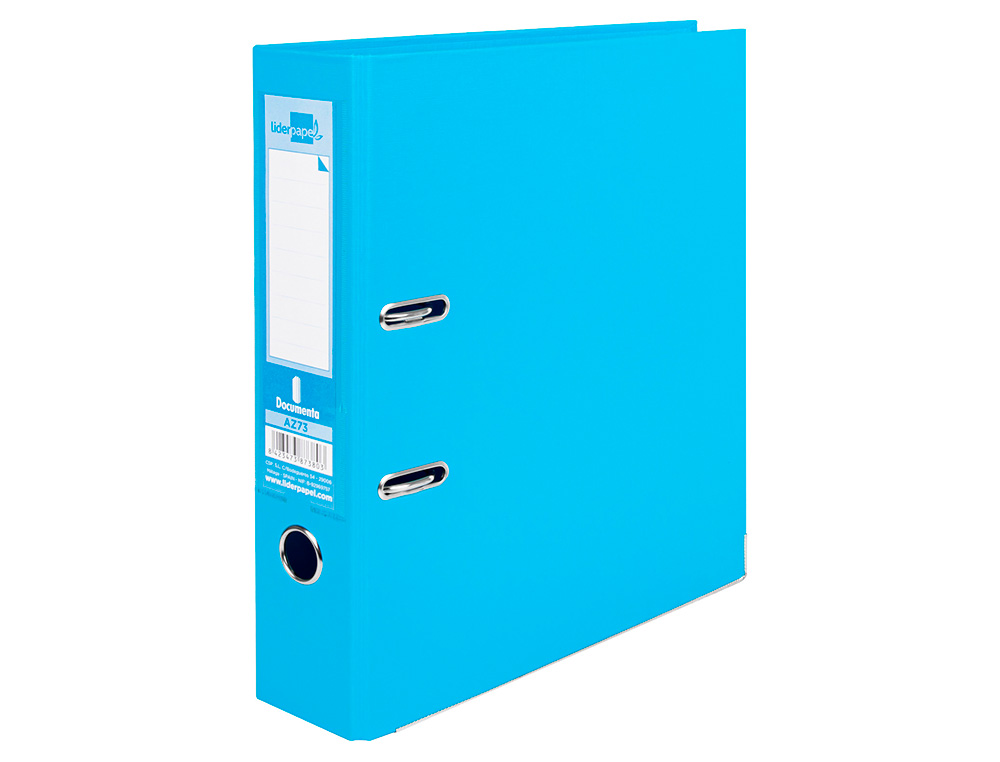 CLASSEUR LEVIER LIDERPAPEL A4 DOCUMENTA CARTON REMBORDÉ 1,9MM DOS 75MM RADO MÉTALLIQUE COLORIS BLEU CIEL