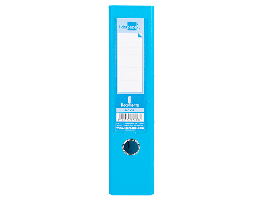 CLASSEUR LEVIER LIDERPAPEL A4 DOCUMENTA CARTON REMBORDÉ 1,9MM DOS 75MM RADO MÉTALLIQUE COLORIS BLEU CIEL