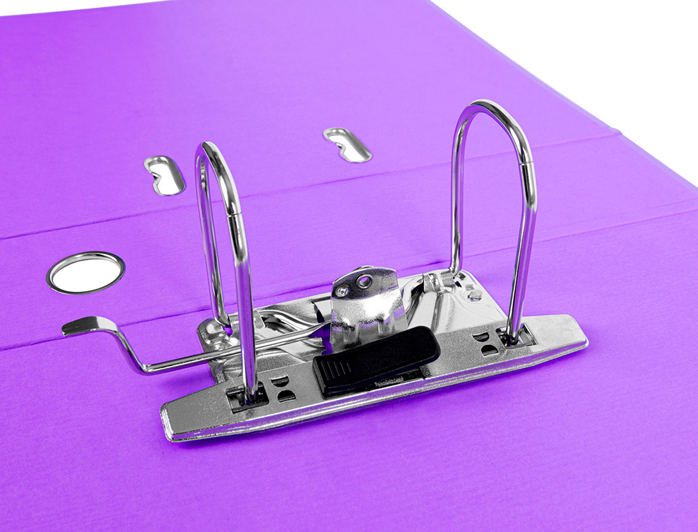 CLASSEUR LEVIER LIDERPAPEL A4 DOCUMENTA CARTON REMBORDÉ 1,9MM DOS 75MM RADO MÉTALLIQUE COLORIS LILAS