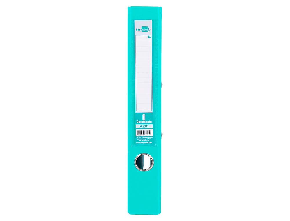 CLASSEUR LEVIER LIDERPAPEL A4 DOCUMENTA CARTON REMBORDÉ 1,9MM DOS 75MM RADO MÉTALLIQUE COLORIS VERT CLAIR