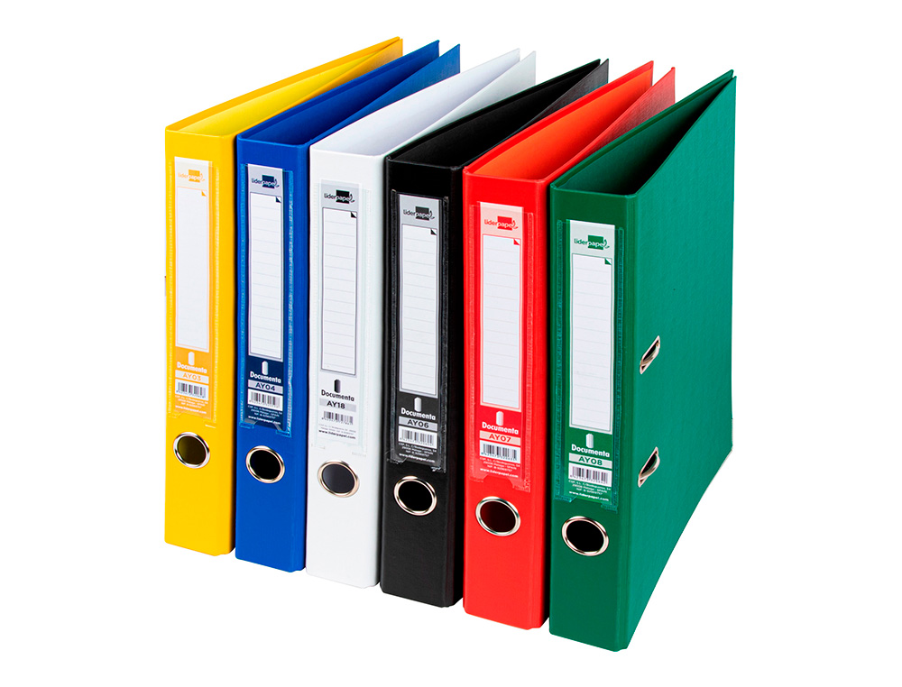 CLASSEUR LEVIER LIDERPAPEL A4 DOCUMENTA CARTON REMBORDÉ 1,9MM DOS 52MM RADO MÉTALLIQUE COLORIS ASSORTIS CLASSIQUES