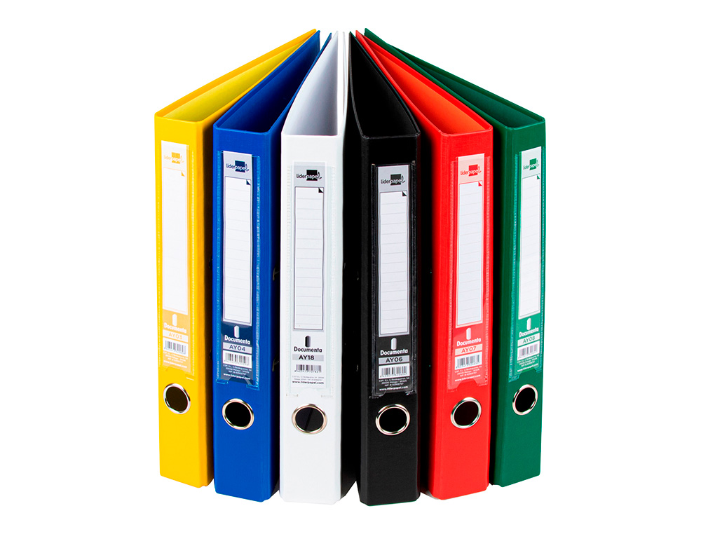 CLASSEUR LEVIER LIDERPAPEL A4 DOCUMENTA CARTON REMBORDÉ 1,9MM DOS 52MM RADO MÉTALLIQUE COLORIS ASSORTIS CLASSIQUES