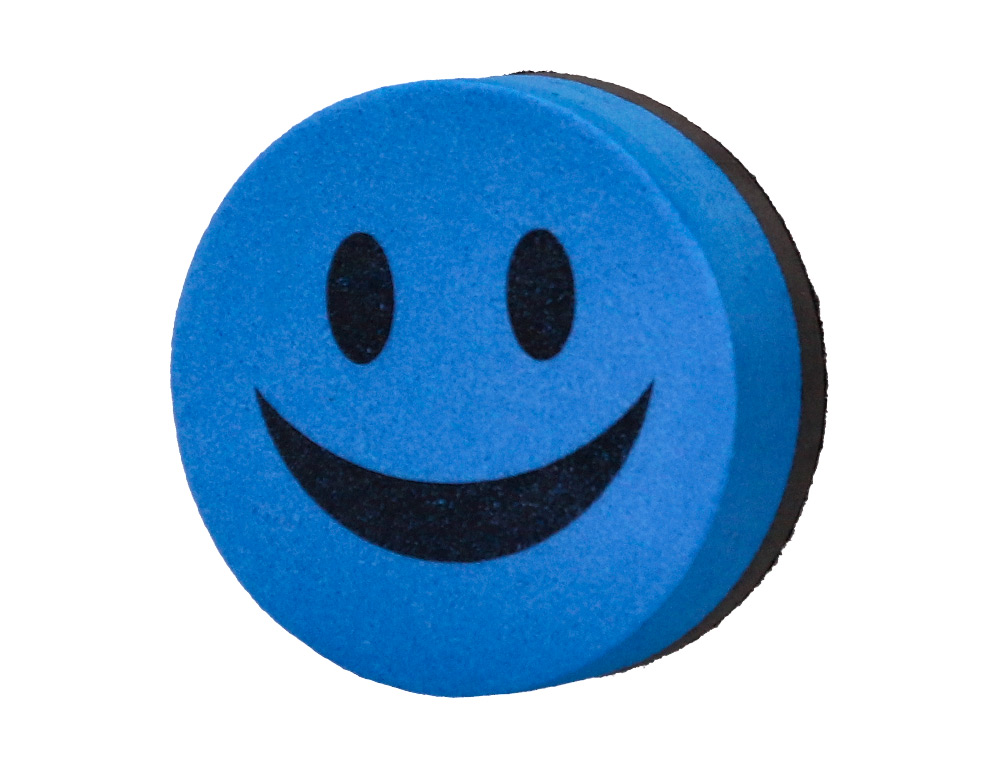 BROSSE MAGNETIQUE LIDERPAPEL ROND SOURIRE FEUTRE EFFACAGE A SEC TOUS TABLEAUX BLANCS COLORIS ASSORTIS