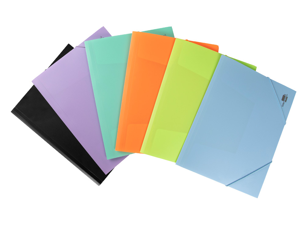 CHEMISE LIDERPAPEL POLYPROPYLENE DOS FLEXIBLE A4 210X297MM 4/10E 3 RABATS 100F ELASTIQUE BLEU CIEL OPAQUE