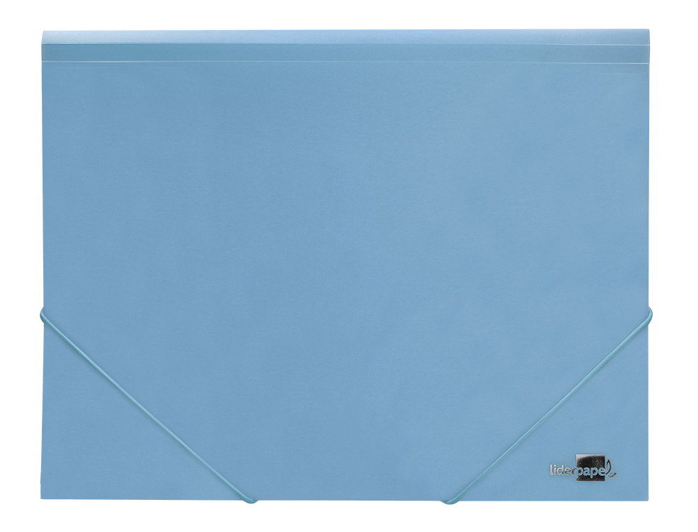 CHEMISE LIDERPAPEL POLYPROPYLENE DOS FLEXIBLE A4 210X297MM 4/10E 3 RABATS 100F ELASTIQUE BLEU CIEL OPAQUE