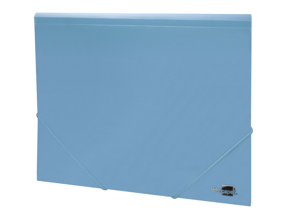 CHEMISE LIDERPAPEL POLYPROPYLENE DOS FLEXIBLE A4 210X297MM 4/10E 3 RABATS 100F ELASTIQUE BLEU CIEL OPAQUE