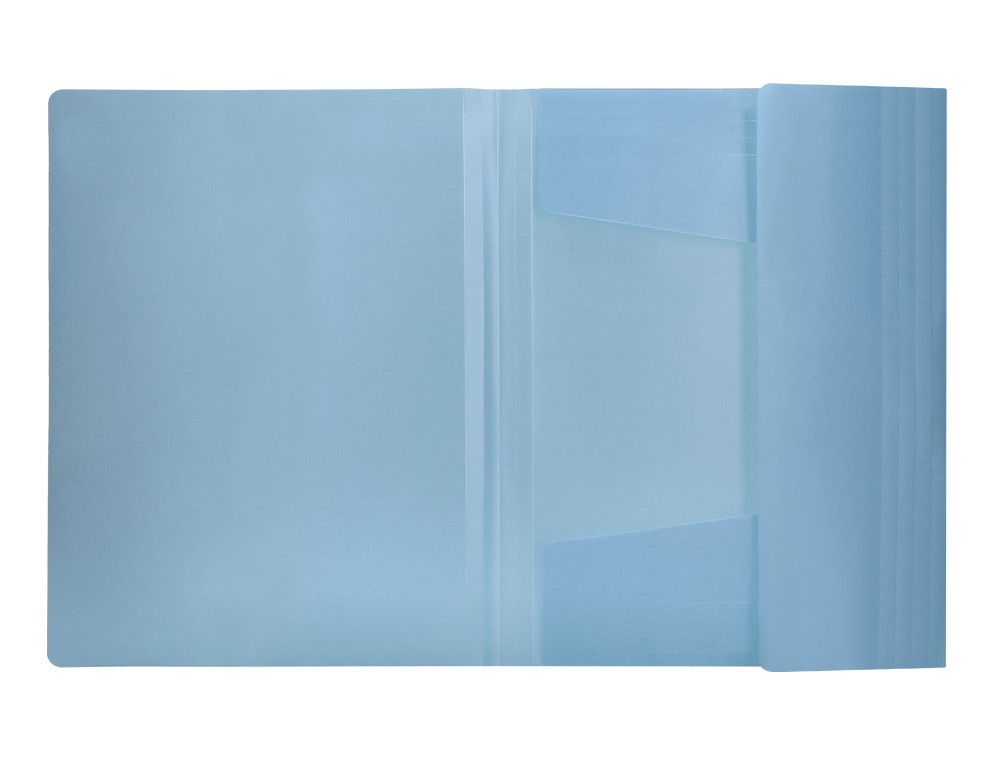 CHEMISE LIDERPAPEL POLYPROPYLENE DOS FLEXIBLE A4 210X297MM 4/10E 3 RABATS 100F ELASTIQUE BLEU CIEL OPAQUE