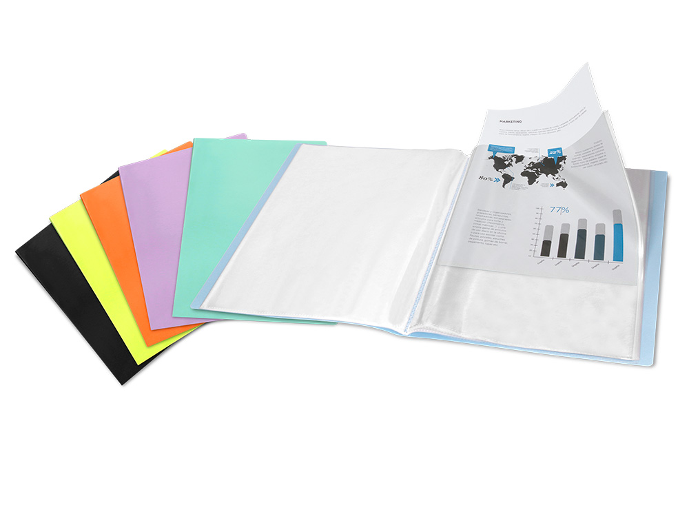 PROTEGE-DOCUMENTS LIDERPAPEL POLYPROPYLENE COUVERTURE FLEXIBLE 40 POCHETTES FIXES A4 220X297MM LAVANDE OPAQUE