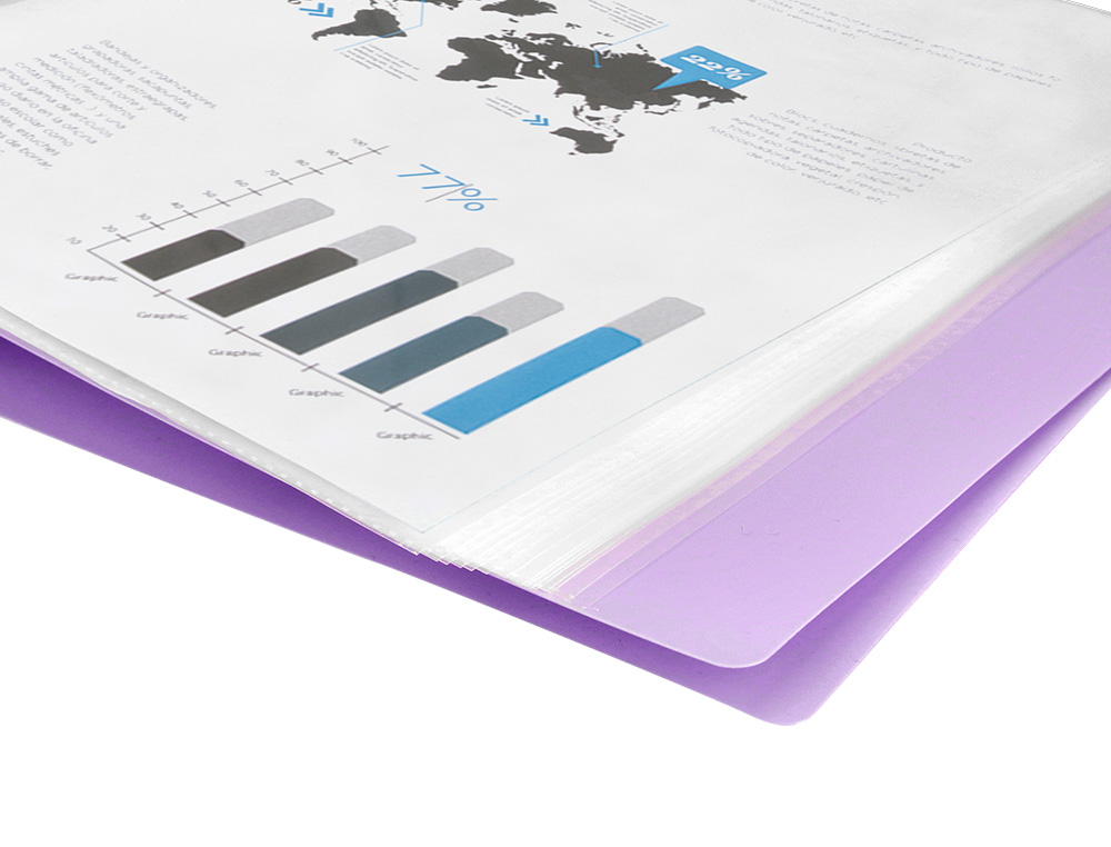 PROTEGE-DOCUMENTS LIDERPAPEL POLYPROPYLENE COUVERTURE FLEXIBLE 40 POCHETTES FIXES A4 220X297MM LAVANDE OPAQUE