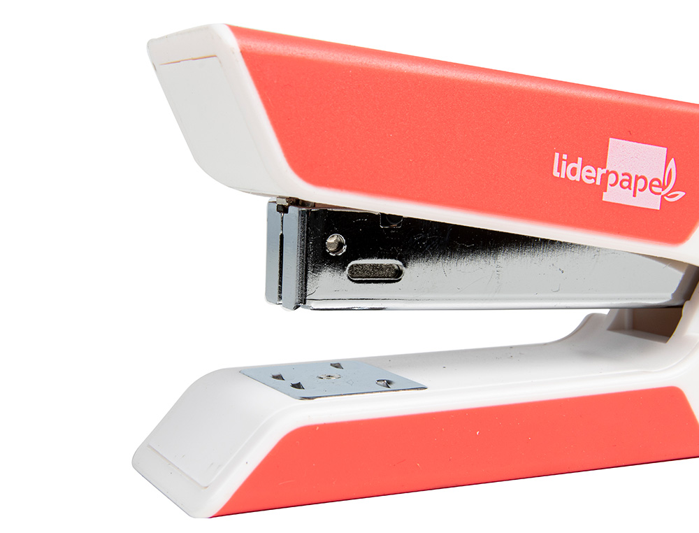 AGRAFEUSE BUREAU LIDERPAPEL 35X65X130MM 20 FEUILLES AGRAFES 26/6 1000 AGRAFES COLORIS CORAIL