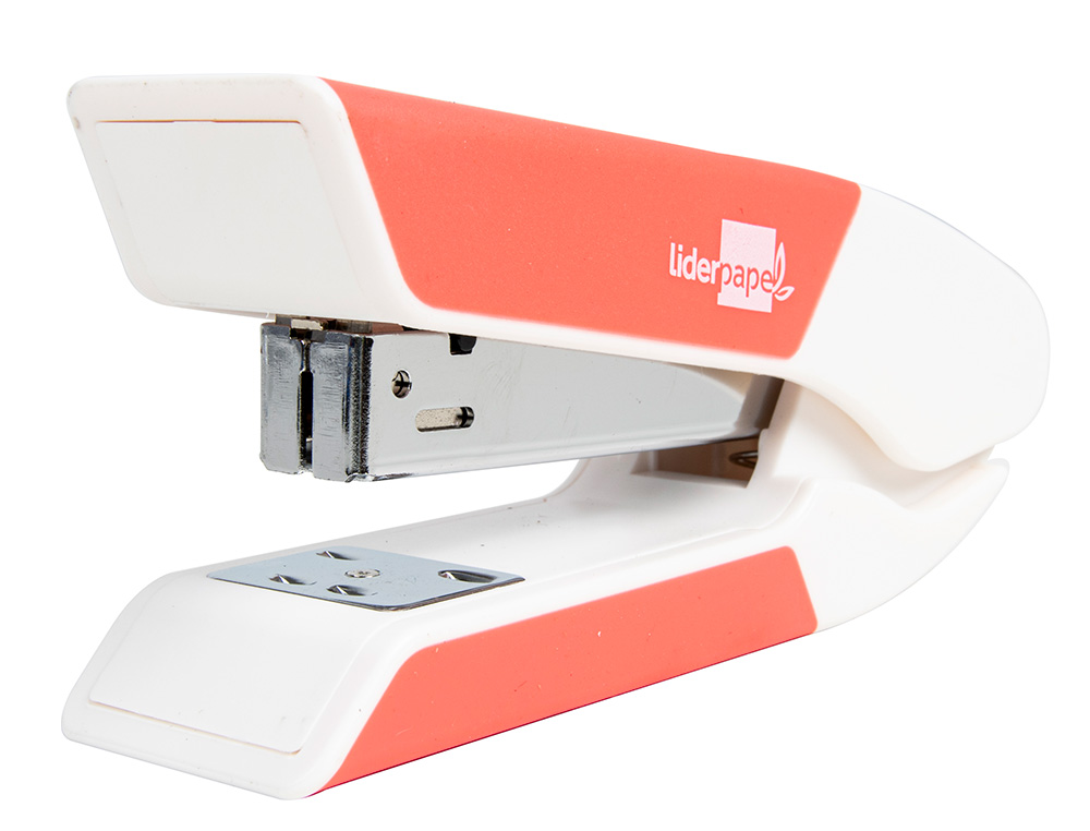 AGRAFEUSE BUREAU LIDERPAPEL 35X65X130MM 20 FEUILLES AGRAFES 26/6 1000 AGRAFES COLORIS CORAIL