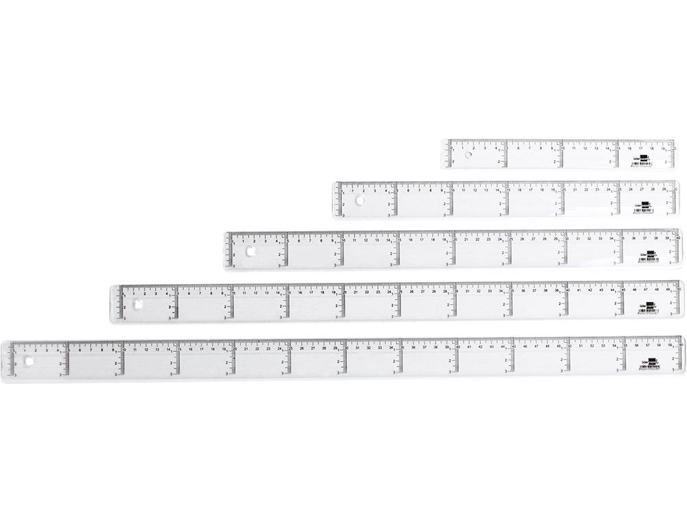 RÈGLE LIDERPAPEL GRADUATION VERTICALE HORIZONTALE 30CM BORD BISEAUTÉ GAMME CRISTAL TRANSPARENTE ÉCONOMIQUE
