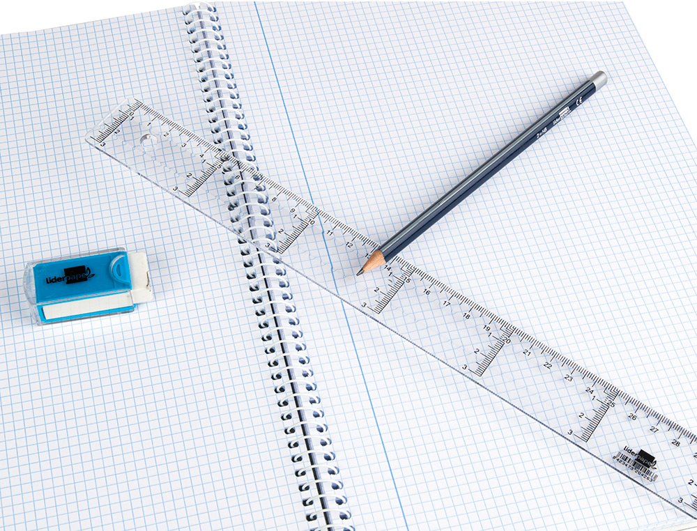 RÈGLE LIDERPAPEL GRADUATION VERTICALE HORIZONTALE 30CM BORD BISEAUTÉ GAMME CRISTAL TRANSPARENTE ÉCONOMIQUE