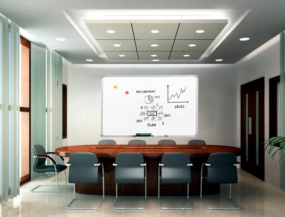TABLEAU Q-CONNECT LAQUÉ MAGNÉTIQUE CADRE ALUMINIUM IDÉAL COLLÈGES BUREAUX INCLUS ACCESSOIRES FIXATION MUR 120X90CM