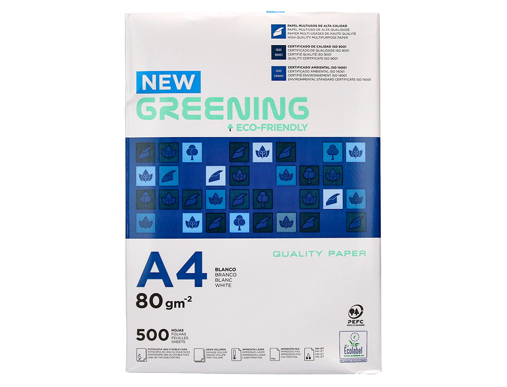 PAPIER LIDERPAPEL MULTIFONCTION GREENING A4 80G HAUTE       QUALIT PEFC BLANCHEUR 146 OPACIT 92 RIGIDIT 112 500F