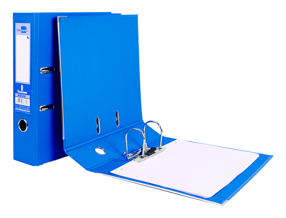 CLASSEUR LEVIER LIDERPAPEL A4 DOCUMENTA CARTON REMBORDÉ 1,9MM DOS 75MM RADO MÉTALLIQUE COLORIS BLEU