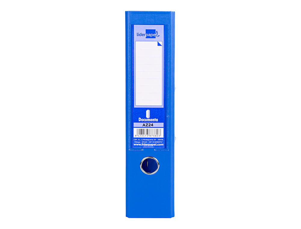 CLASSEUR LEVIER LIDERPAPEL A4 DOCUMENTA CARTON REMBORDÉ 1,9MM DOS 75MM RADO MÉTALLIQUE COLORIS BLEU