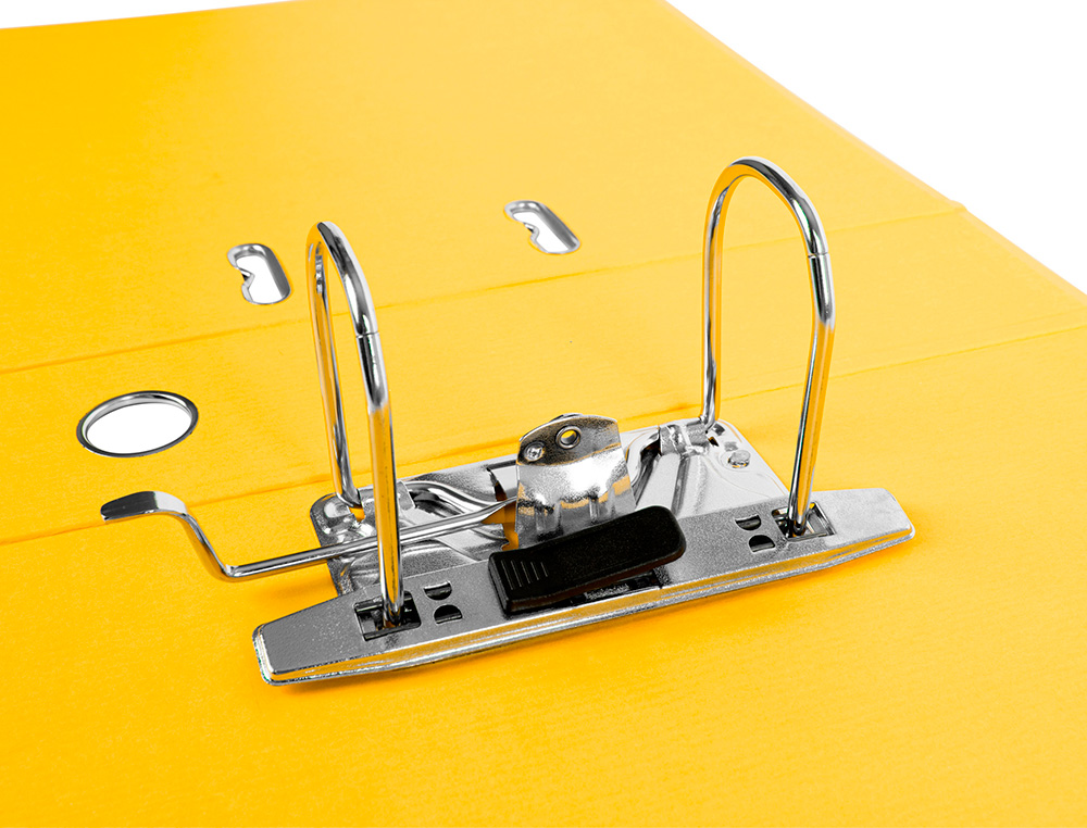 CLASSEUR LEVIER LIDERPAPEL A4 DOCUMENTA CARTON REMBORD 1,9MM DOS 75MM RADO MTALLIQUE COLORIS JAUNE