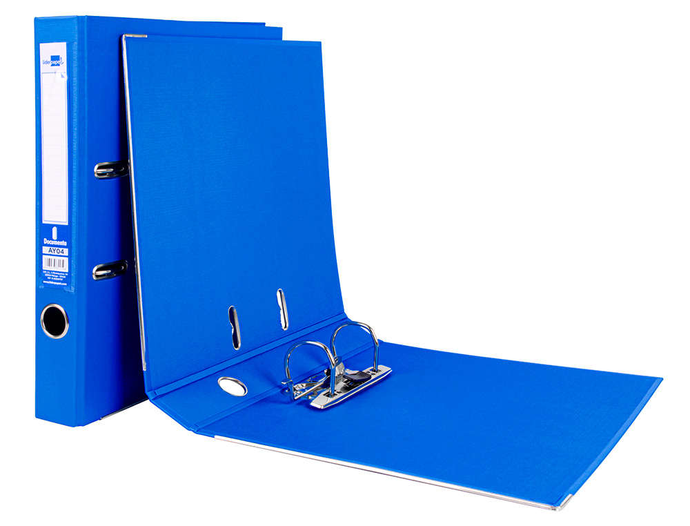 CLASSEUR LEVIER LIDERPAPEL A4 DOCUMENTA CARTON REMBORDÉ 1,9MM DOS 52MM RADO MÉTALLIQUE COLORIS BLEU