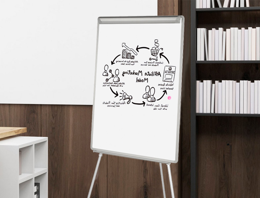 CHEVALET CONFRENCE Q-CONNECT TABLEAU MAGNTIQUE 85X60CM CADRE PLASTIQUE PINCE BLOC PAPIER AUGET PORTE-MARQUEURS