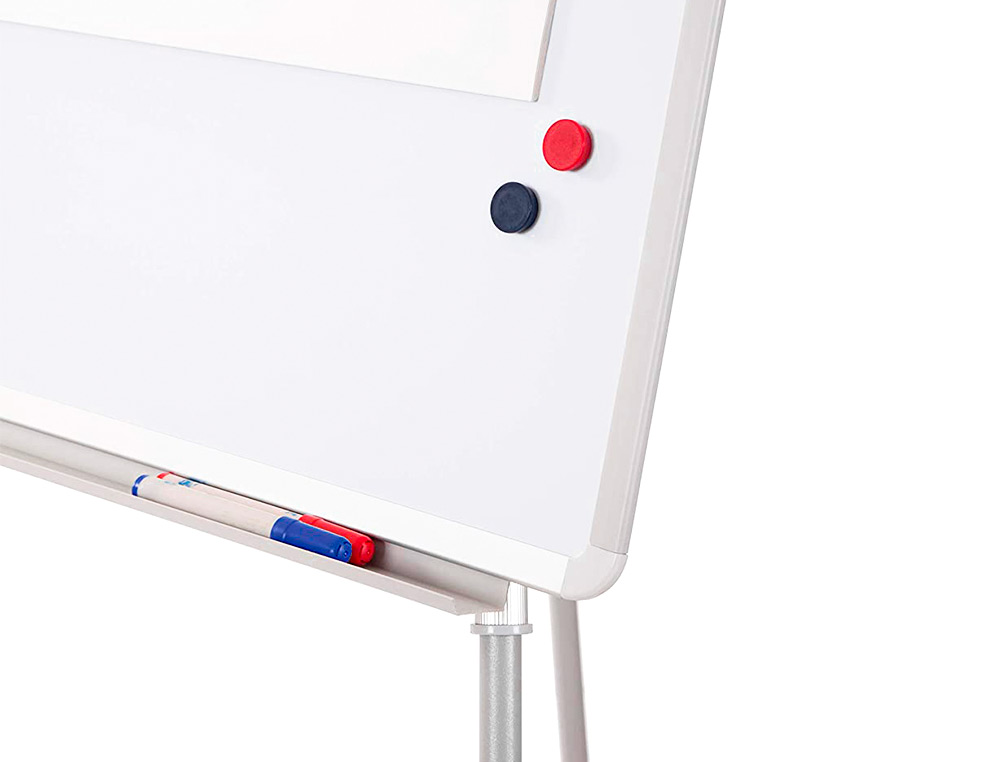CHEVALET CONFRENCE Q-CONNECT TABLEAU MAGNTIQUE 85X60CM CADRE PLASTIQUE PINCE BLOC PAPIER AUGET PORTE-MARQUEURS