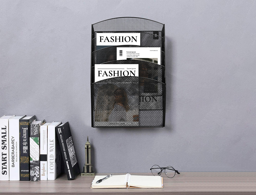 CORBEILLE MURALE Q-CONNECT 5 CASES A4 VERTICAL PRÉSENTOIR MÉTALLIQUE 315X93X440MM COLORIS NOIR