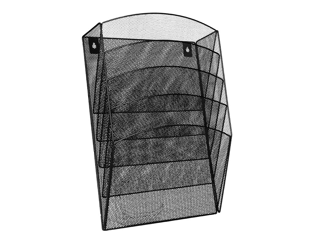CORBEILLE MURALE Q-CONNECT 5 CASES A4 VERTICAL PRÉSENTOIR MÉTALLIQUE 315X93X440MM COLORIS NOIR