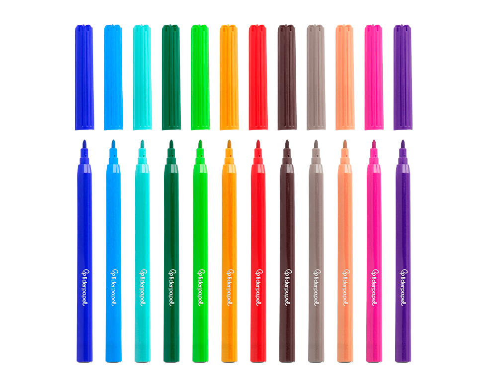 FEUTRE COLORIAGE LIDERPAPEL SLIM LONGUEUR ÉCRITURE 800M POINTE NYLON 2MM DIAMÈTRE ÉTUI CARTON 12 UNITÉS