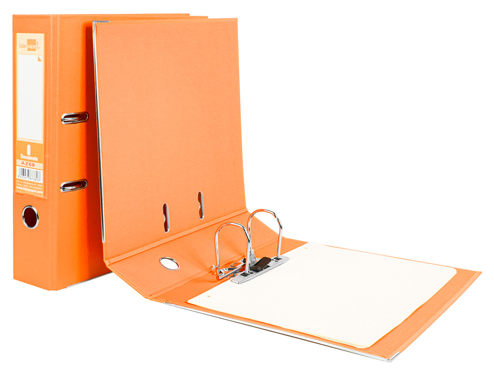 CLASSEUR LEVIER LIDERPAPEL A4 DOCUMENTA CARTON REMBORDÉ 1,9MM DOS 75MM RADO MÉTALLIQUE COLORIS ORANGE