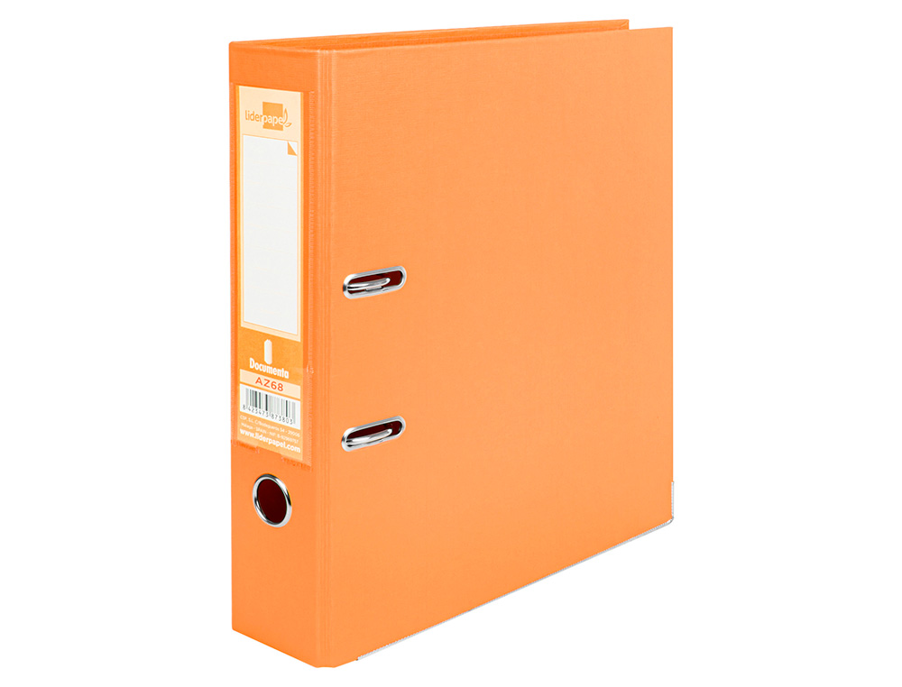 CLASSEUR LEVIER LIDERPAPEL A4 DOCUMENTA CARTON REMBORDÉ 1,9MM DOS 75MM RADO MÉTALLIQUE COLORIS ORANGE